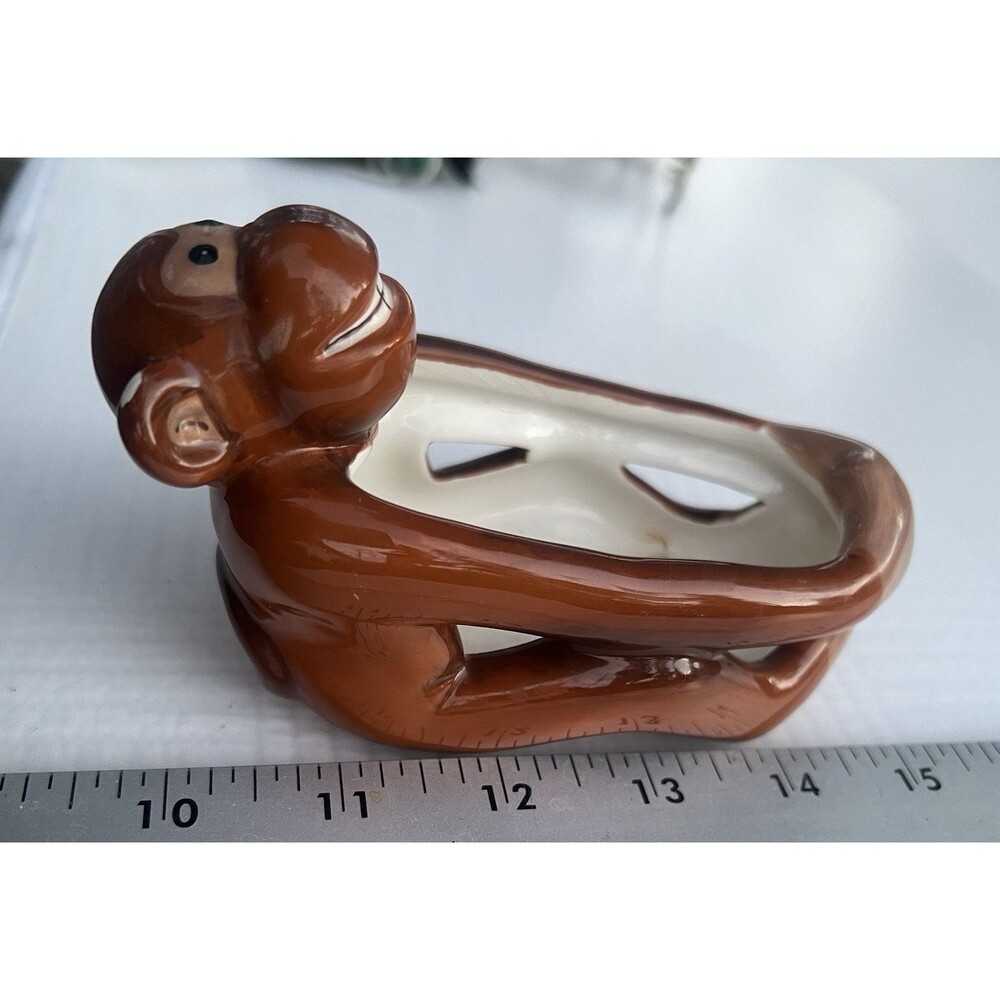 Y2K 2006 Boston Warehouse Monkey Ceramic Sponge Holder Kitchen Decor